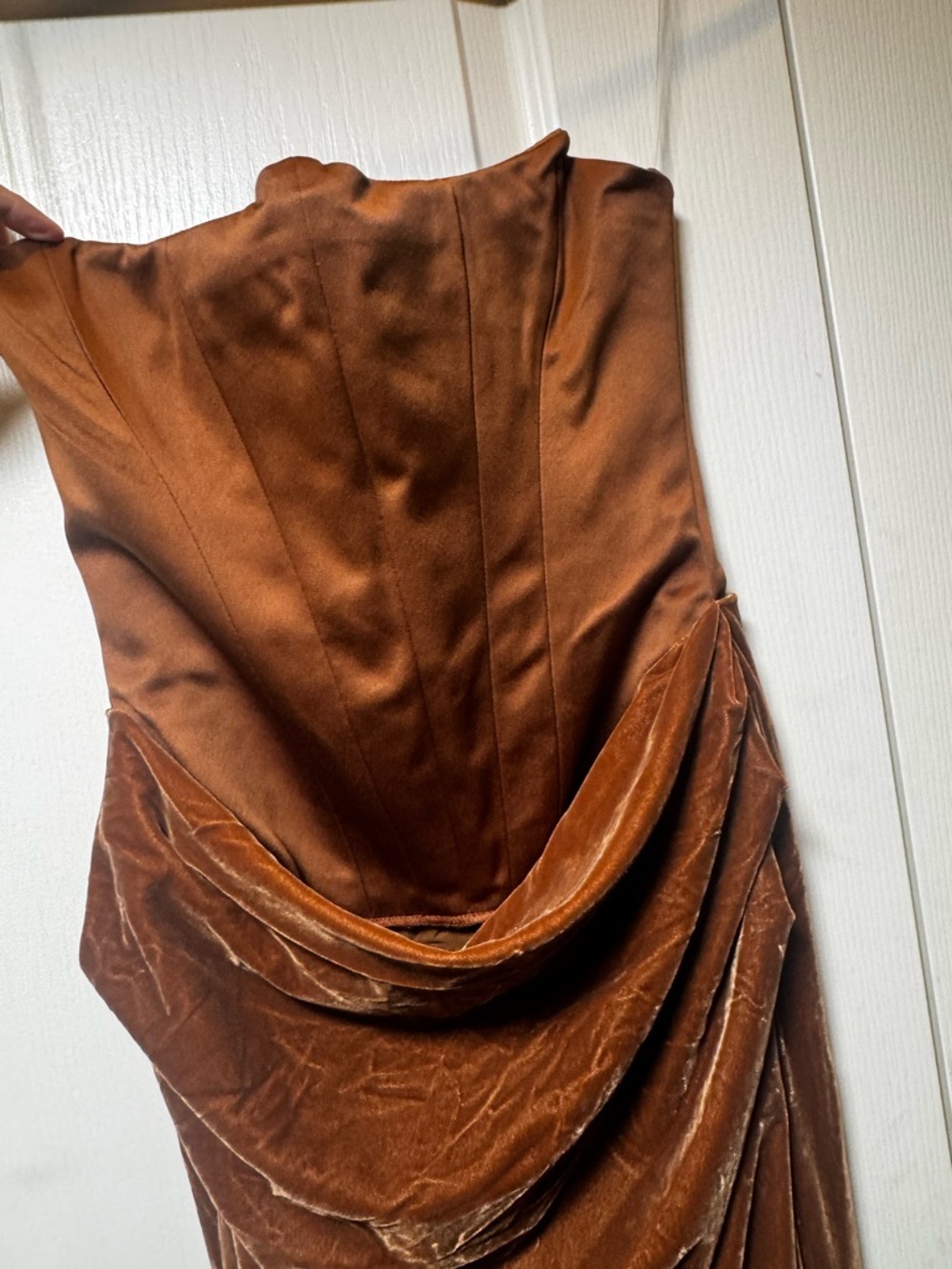 House of CB Persephone Toffee Velvet Corset Maxi Dress Small Glam Luxury - Picture 4 of 6